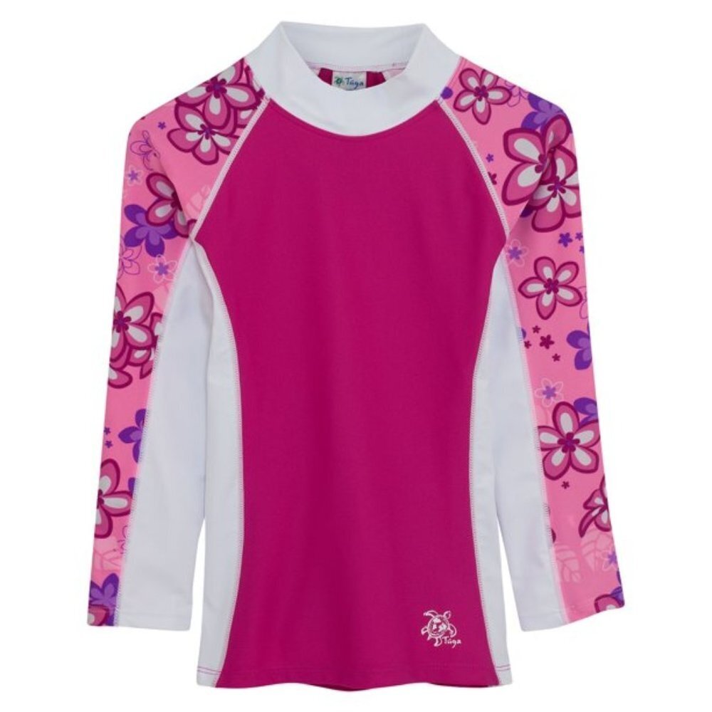 Tuga Girls Shoreline L/S Rash Guard (UPF 50+), Blossom Pink, 12/18 mos